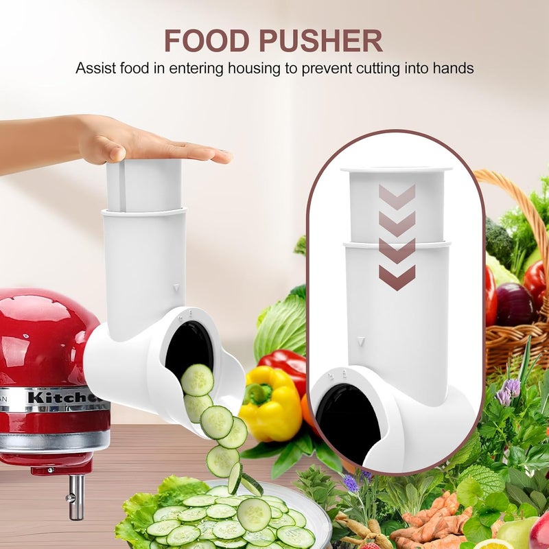 Fedowal Slicer/Shredder Attachments for KitchenAid Stand Mixers, Food Slicers Cheese Grater Attachment, Salad Maker Accessory Vegetable Chopper with 3 Blades Dishwasher Safe - Image 2