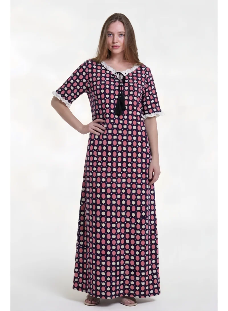 Women's Printed Cotton Maxi Dress - Home wear Sleeping Dress