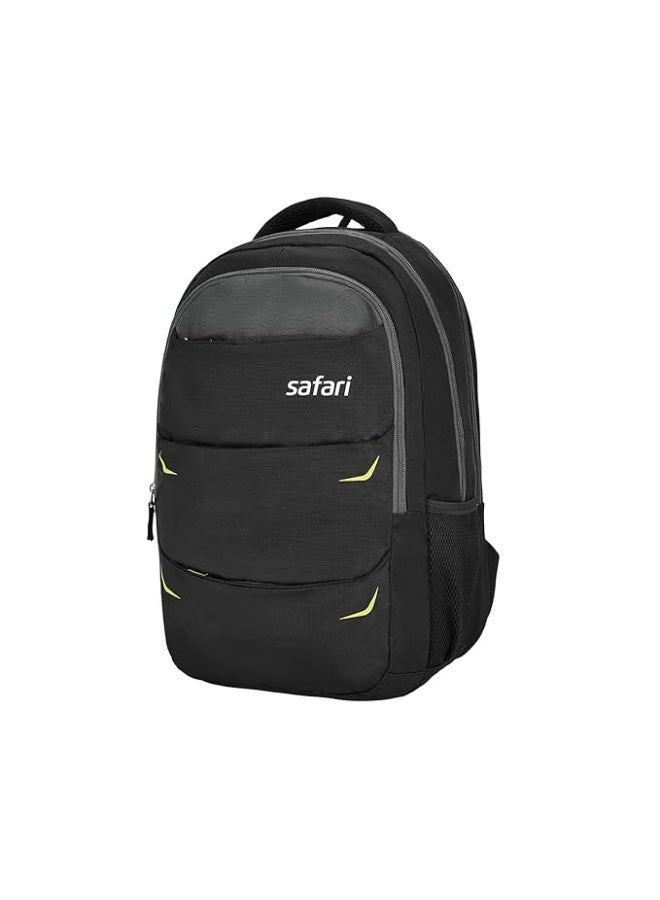 Safari Omega Pro Laptop Backpack With Raincover, 3 Compartments, Bottle Holder, Organizer, Unisex Bag For Boys & Girls, School/College/Office/Travel Bag, Color- Black, 35L - Image 1