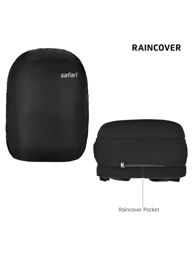 Safari Omega Pro Laptop Backpack With Raincover, 3 Compartments, Bottle Holder, Organizer, Unisex Bag For Boys & Girls, School/College/Office/Travel Bag, Color- Black, 35L - Image 3