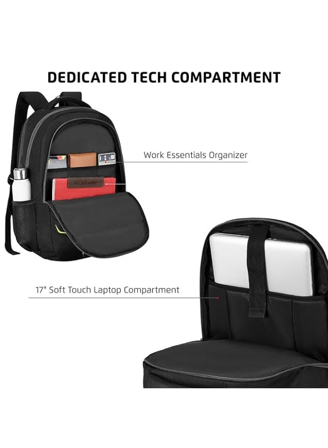 Safari Omega Pro Laptop Backpack With Raincover, 3 Compartments, Bottle Holder, Organizer, Unisex Bag For Boys & Girls, School/College/Office/Travel Bag, Color- Black, 35L - Image 2