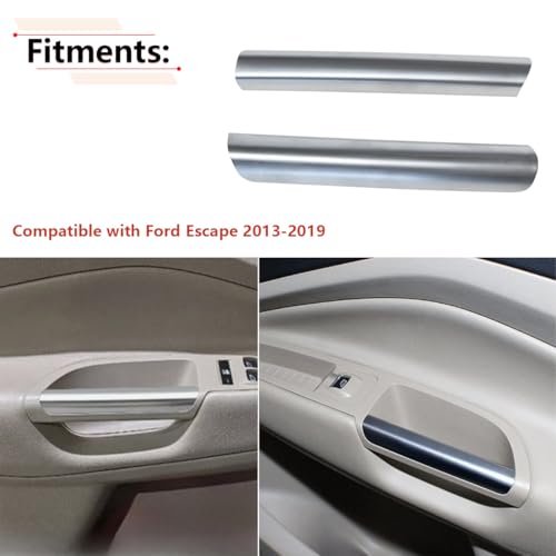 RLB-HILON RLBHILON 1Pair Silver Interior Door Armrest Handle Trim Compatible with Ford Escape 2013 2014 2015 2016 2017 2018 2019 Year - Image 3