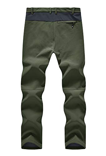 YSENTO Men's Fleece Lined Ski Snow Pants Winter Waterproof Softshell Insulated Hiking Cargo Pants Green Size 32 - Image 3