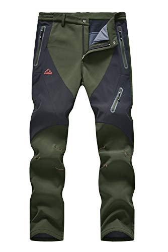YSENTO Men's Fleece Lined Ski Snow Pants Winter Waterproof Softshell Insulated Hiking Cargo Pants Green Size 32 - Image 1