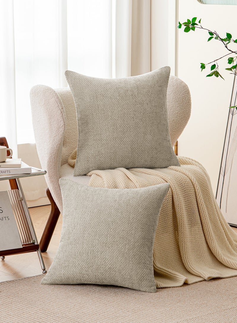 a moment Light Gray Chenille Cushion Cover Throw Pillow Covers 45x45 CM Pack of 2 Modern Decorative Pillowcase Farmhouse Cross Pillows - Image 2