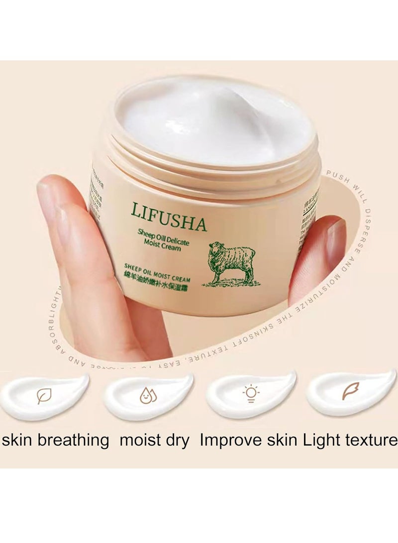 ليفوشا كريم مرطب من زيت الغنم دليكيتا، كريم مرطب باللانولين، مرطب للبشرة وحامي، كريم يومي للإصلاح للوجه الجاف، يستخدم على الوجه واليدين والجسم، لوشن مرطب مرهم (140 غرام) - Image 3