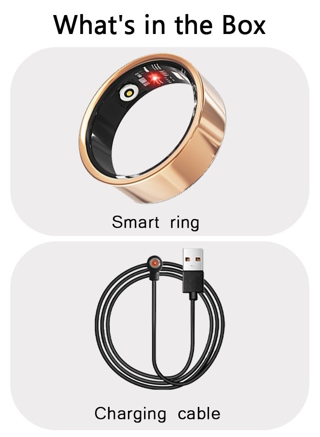 Smart Ring, Health Tracker for Women Men, Fitness Tracker with Heart Rate, Blood Oxygen, Sleep Monitor, Calories, Step Counter, IP68 Waterproof Smart Ring for iPhone & Android, No Subscription Fee (Gold, 12#) - Image 4