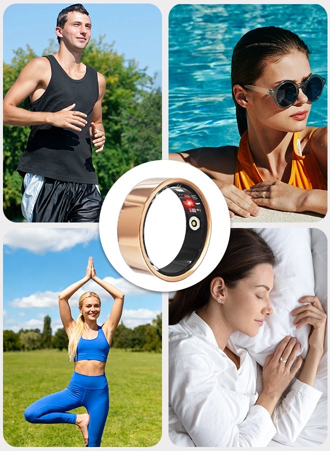 Smart Ring, Health Tracker for Women Men, Fitness Tracker with Heart Rate, Blood Oxygen, Sleep Monitor, Calories, Step Counter, IP68 Waterproof Smart Ring for iPhone & Android, No Subscription Fee (Gold, 12#) - Image 5