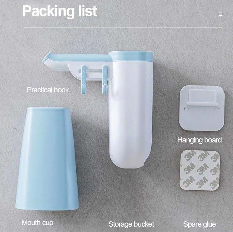 Abhaymart Toothbrush Toothpaste Holder Magnetic Cup Bathroom Storage Rack Wall Mount Tools Home Cleaner Accessories Hole Free Suction Couple Mouthwash (Pack of 1, Multi-Color) - Image 3