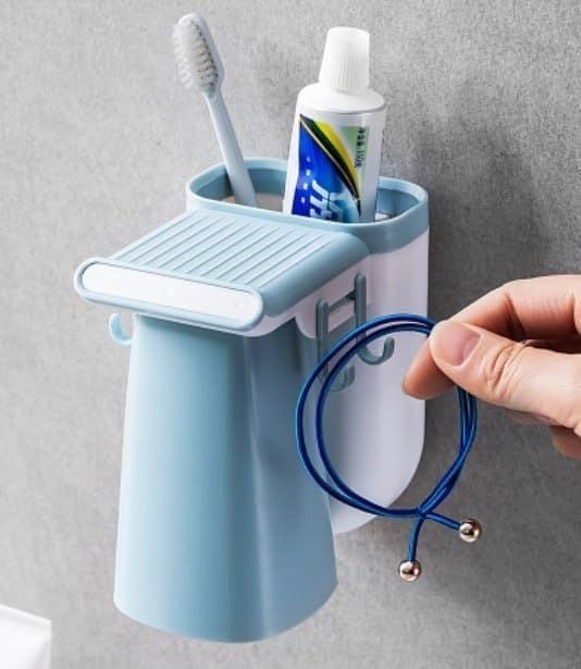 Abhaymart Toothbrush Toothpaste Holder Magnetic Cup Bathroom Storage Rack Wall Mount Tools Home Cleaner Accessories Hole Free Suction Couple Mouthwash (Pack of 1, Multi-Color) - Image 4