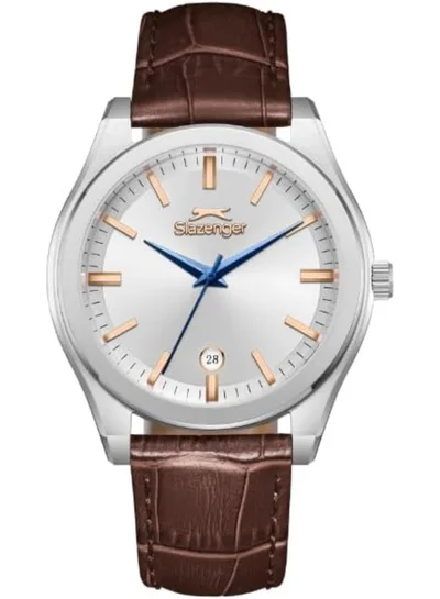 Slazenger Slazenger Men's Watch, Analog Display and Leather Strap - SL.9.2486.1.05, Dark Brown