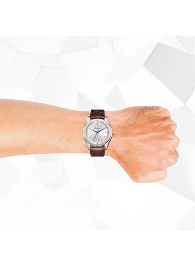 Slazenger Slazenger Men's Watch, Analog Display and Leather Strap - SL.9.2486.1.05, Dark Brown