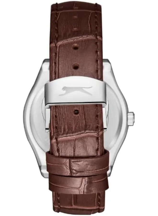 Slazenger Slazenger Men's Watch, Analog Display and Leather Strap - SL.9.2486.1.05, Dark Brown