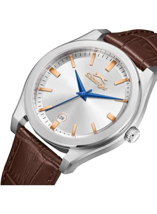 Slazenger Slazenger Men's Watch, Analog Display and Leather Strap - SL.9.2486.1.05, Dark Brown
