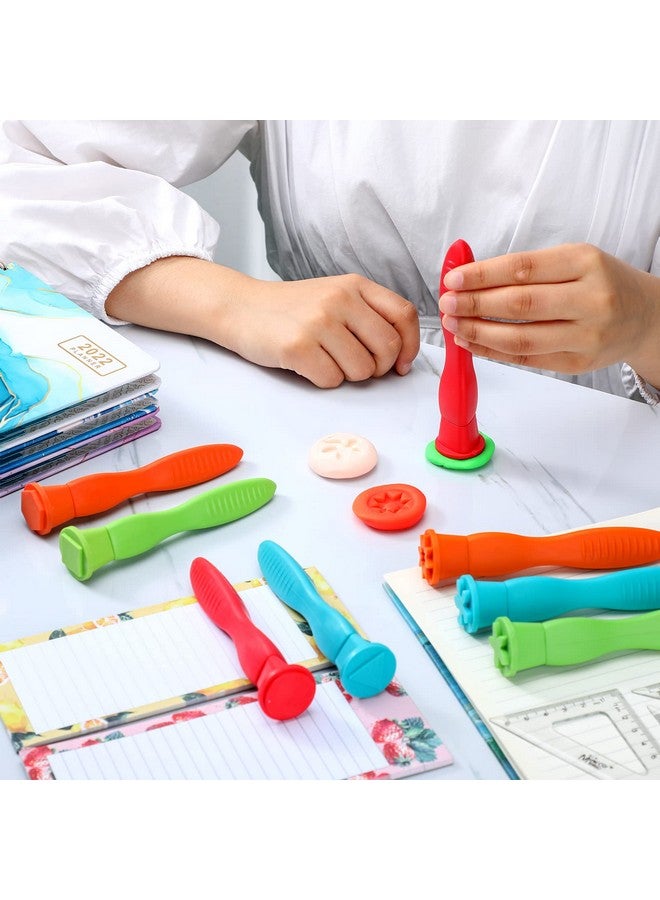 Aoriher 8 Pieces Triangle Grip Geometric Patterns Stampers Fun Paint and Dough Stampers DIY Textures Stampers for Paint and Clay, Card Making, Educational, Learning, Decorating Supplies - Image 3