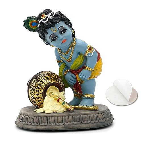 alikiki Hindu God Baby Krishna Statue 37 H Indian Lord Krishna Idol Murti Diwali Pooja Gifts Car Dashboard Decor Baby Shower Wedding Return Gift Small Makhan Chor Altar Decor - Image 1