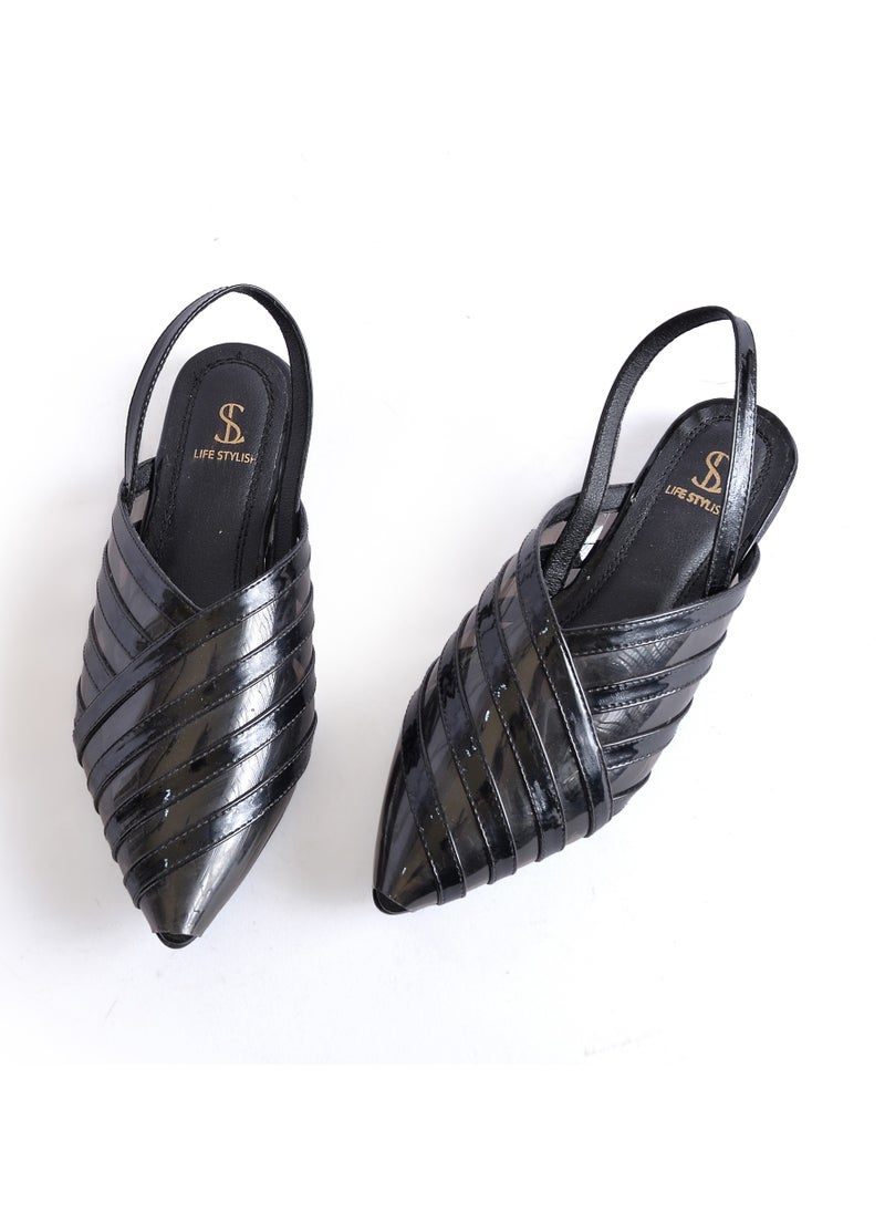 LIFESTYLISH - Mules Flat Leather SB-11 - Black - Image 1