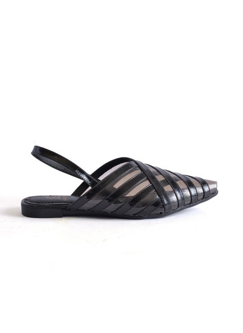 Mules Flat Leather SB-11 - Black