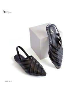 LIFESTYLISH Mules Flat Leather SB-11 - Black  - Image 3