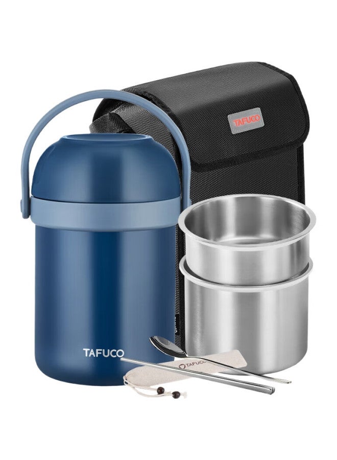 Tafuco Insulated Lunch Box For Office Workers And Students, 316 Stainless Steel Thermal Container, T0323-Deep Sea Blue-2.2L - Image 3