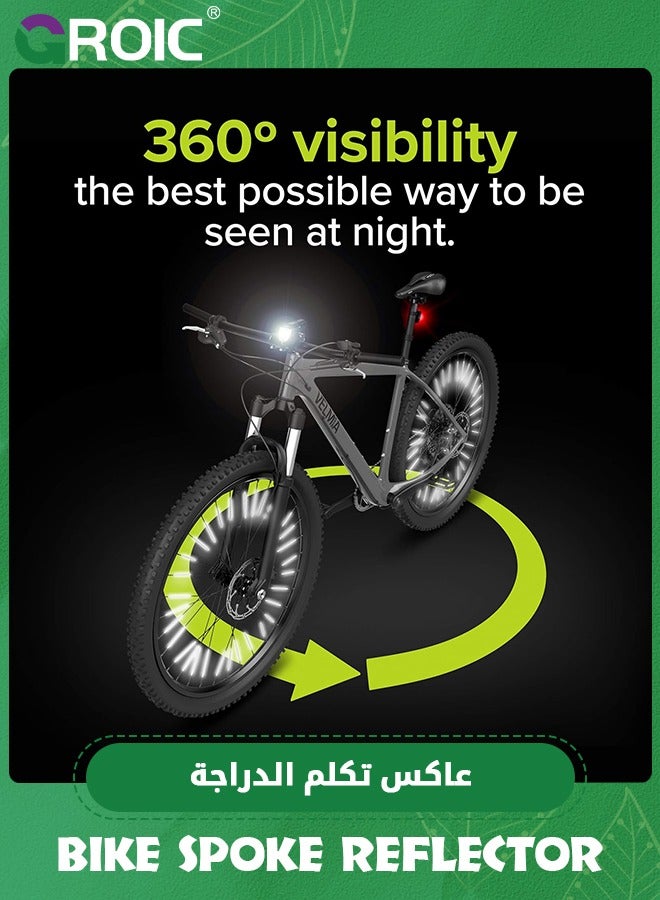 GROIC 36 قطعة عاكسات أسلاك الدراجة، عاكسات دراجات للركوب الليلي، رؤية بزاوية 360 درجة، أغطية أضواء الأسلاك التحذيرية مصنوعة من مواد مقاومة للماء وعاكسة، أضواء إطارات الدراجة سهلة التجميع - Image 4