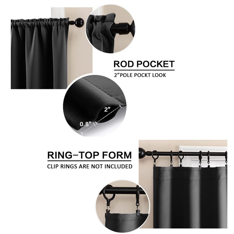 XTMYI 24 Inch Kitchen Small Window Curtains Over Sink Waterproof Blackout RV Blinds for Camper Windows Trailer Inside Accessories,Black - Image 5