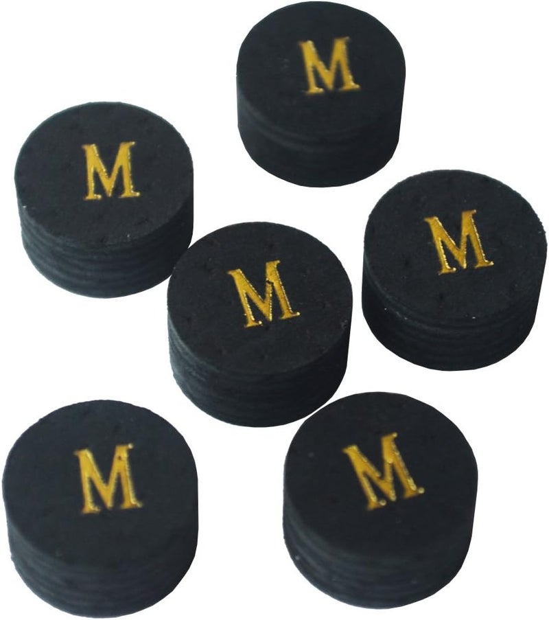 Collapsar 6pcs 14mm Black Multiple Layer Pigskin Pool Cue Tips H M S - Image 1