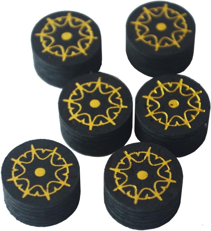 Collapsar 6pcs 14mm Black Multiple Layer Pigskin Pool Cue Tips H M S - Image 2
