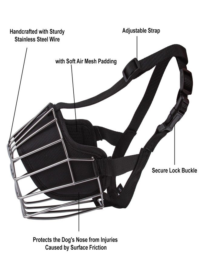 ECOSEAO Dog Muzzle Basket Muzzle for Biting Metal Mask Secure Wire Basket Adjustable Durable Leather Straps for Large Dogs (M) - Image 3