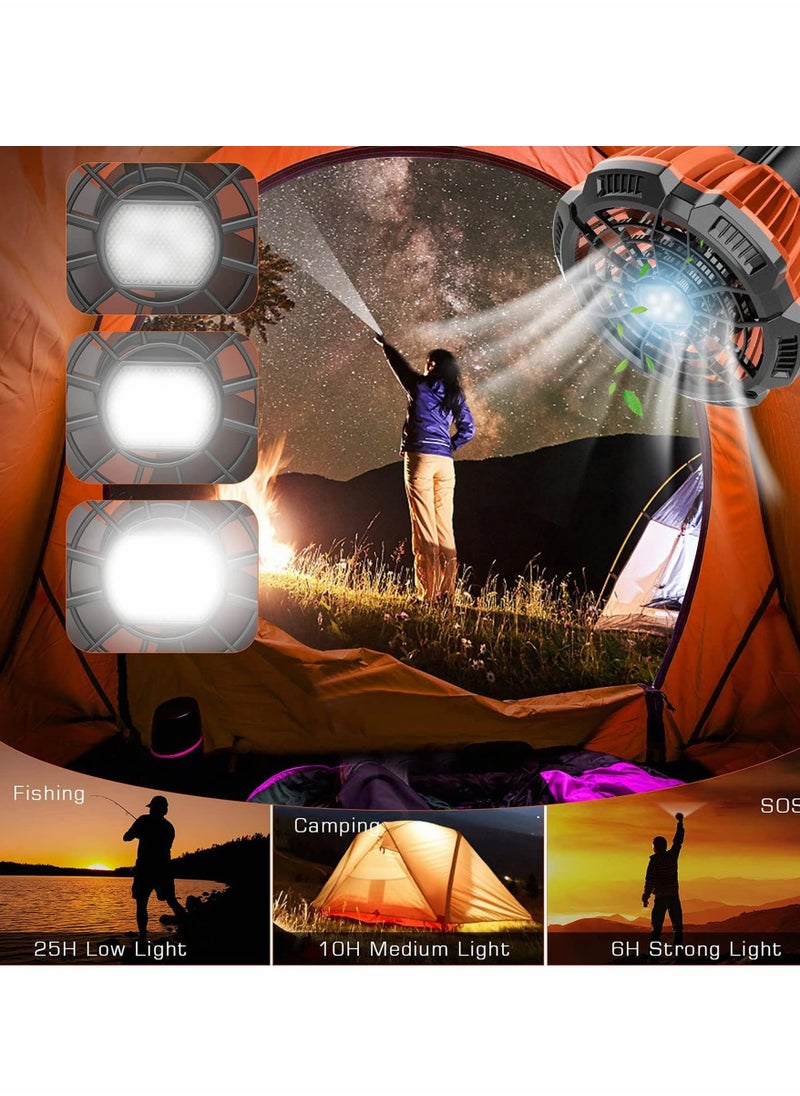 SYOSI - Portable Camping Fan for Tent USB Rechargeable with Emergency Light Desk Table Fan 180° Head Rotation Ceiling Tent Fan with Remote for Picnic Outdoor Camping BBQ Car Home Office - Image 1