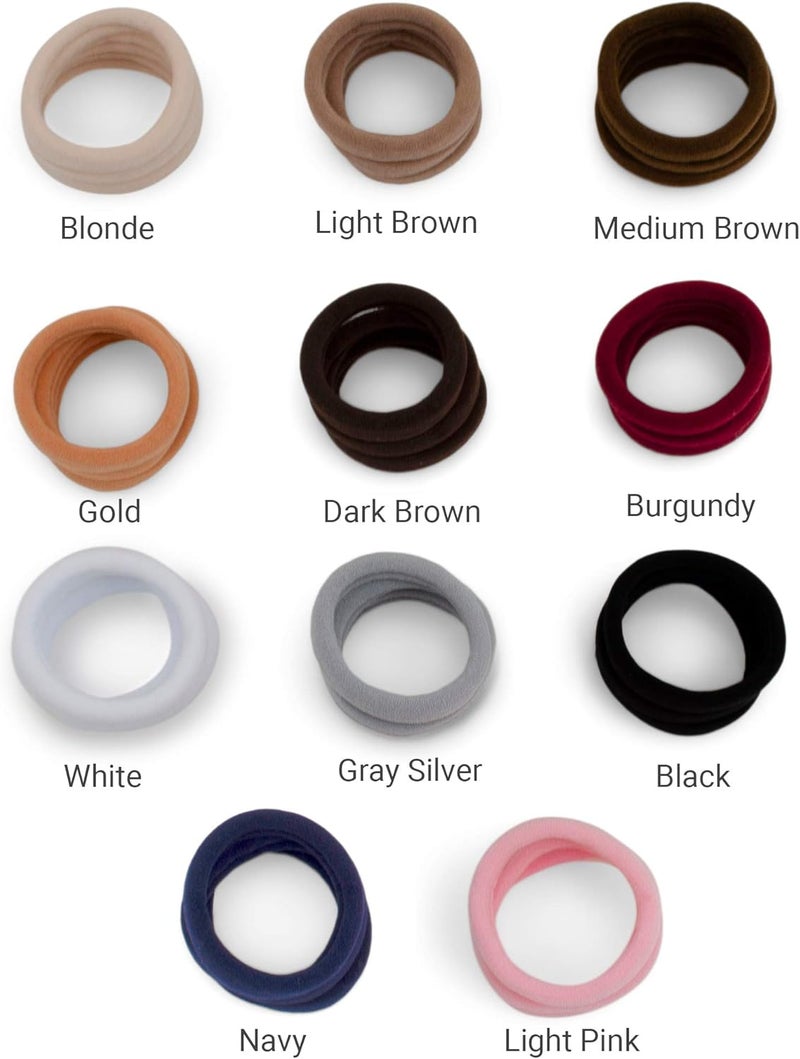 Cyndibands Seamless Hair Ties - Gold - Gentle Hair Ties No Damage, Standard Size 1.5 Inch, Soft and Stretchy Nylon Fabric Ponytail Holders - 12 Count - Image 5