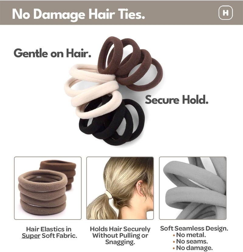 Cyndibands Seamless Hair Ties - Gold - Gentle Hair Ties No Damage, Standard Size 1.5 Inch, Soft and Stretchy Nylon Fabric Ponytail Holders - 12 Count - Image 2