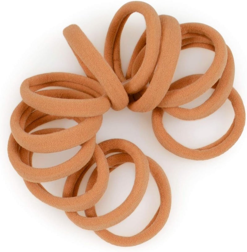 Cyndibands Seamless Hair Ties - Gold - Gentle Hair Ties No Damage, Standard Size 1.5 Inch, Soft and Stretchy Nylon Fabric Ponytail Holders - 12 Count - Image 1