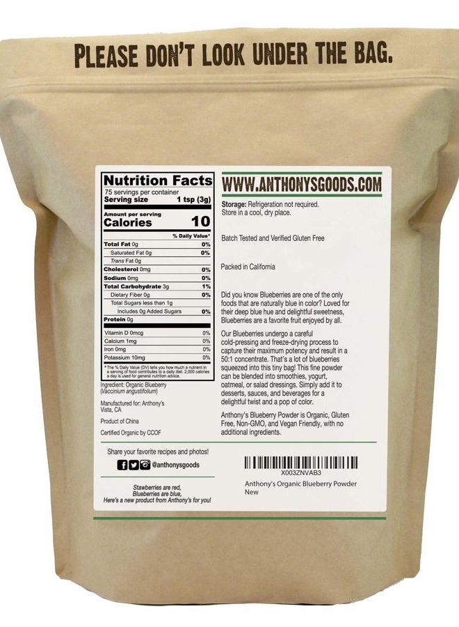 Anthony's Organic Blueberry Powder, 8 oz, Freeze Dried, Gluten Free, Non GMO - Image 2