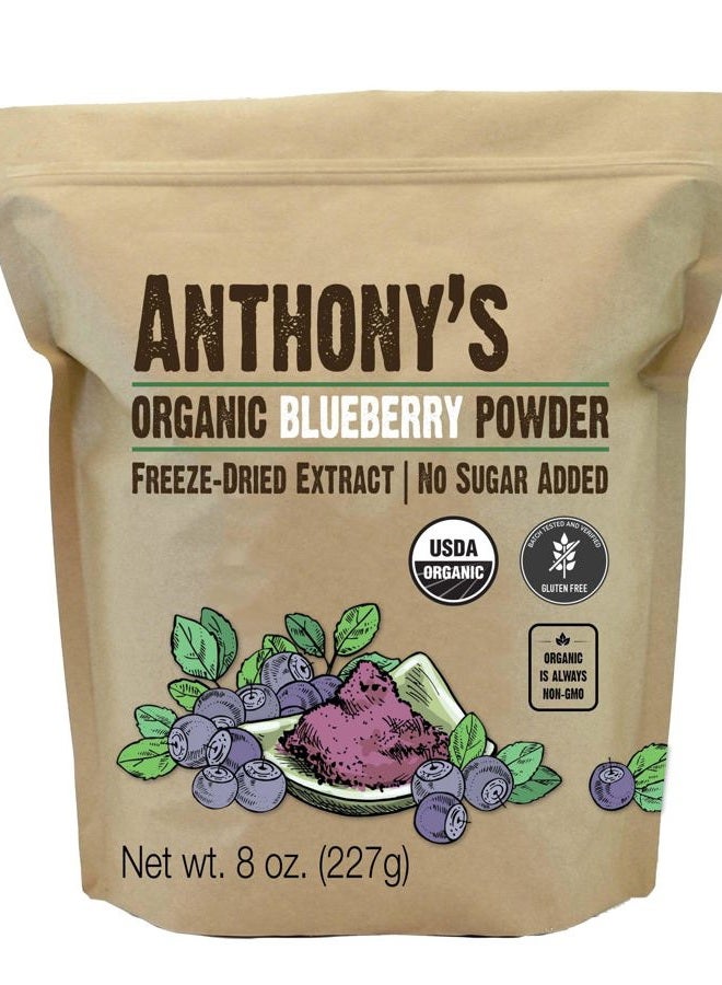 Anthony's Organic Blueberry Powder, 8 oz, Freeze Dried, Gluten Free, Non GMO - Image 1