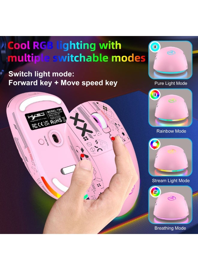 السلكية / 2.4g / bluetooth اكس ماوس لاسلكي RGB 650mAh مضيئة لعبة ماوس لاسلكي ، ويمكن استخدامها كهدية للرجال والنساء على حد سواء - Image 4