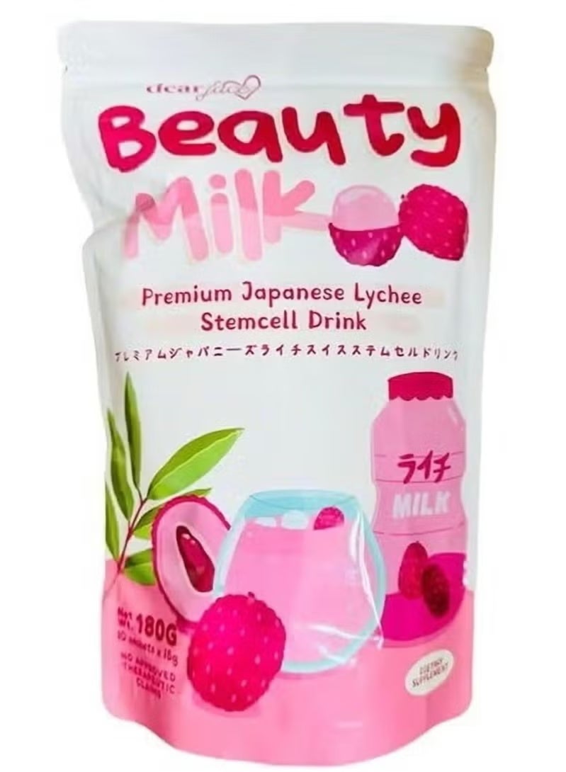 Beauty Milk Premium drink with Japanese lychee and Swiss stem cell flavor