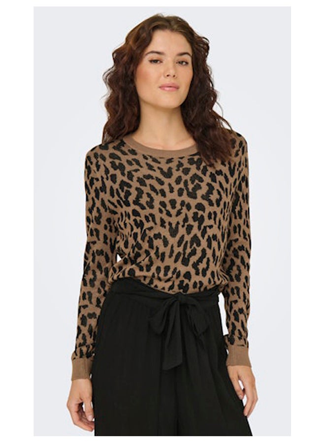 ONLY Onlvienna Ls Jq Leo O-Neck Rp Knt - Image 2