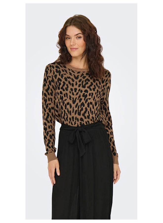 ONLY Onlvienna Ls Jq Leo O-Neck Rp Knt - Image 3