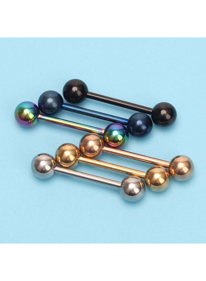 CrazyPiercing 12Pcs Different Color Tongue Rings Surgical Stainless Steel Tongue Piercing 14G 16mm Length Straight Barbell Piercing Jewelry - Image 4