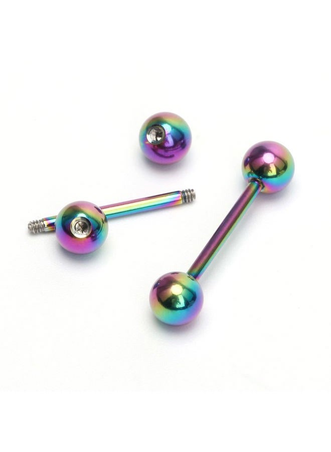 CrazyPiercing 12Pcs Different Color Tongue Rings Surgical Stainless Steel Tongue Piercing 14G 16mm Length Straight Barbell Piercing Jewelry - Image 3
