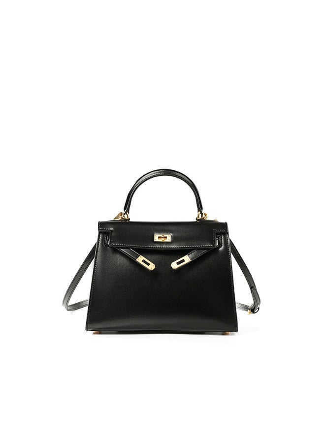 Genuine Box Cowhide Leather Kelly Bag for Women, Elegant Crossbody Shoulder Handbag, Multiple Compartments, 10 Colors Available - Image 1