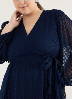 Femmella Plus Size Textured Chevron Dobby Wrap Maxi Dress by Styli  - Image 4