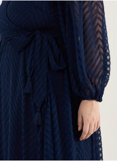 Femmella Plus Size Textured Chevron Dobby Wrap Maxi Dress by Styli  - Image 5