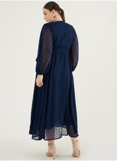 Femmella Plus Size Textured Chevron Dobby Wrap Maxi Dress by Styli  - Image 2
