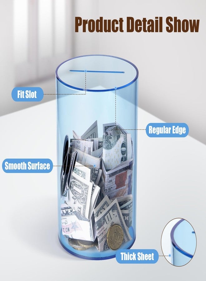 Hicocool Clear Piggy Bank for Adults Kids Must Break to Open, Blue Acrylic Piggy Bank Unopenable Money Savings Jar (6" H x 3.54" D) - Image 5