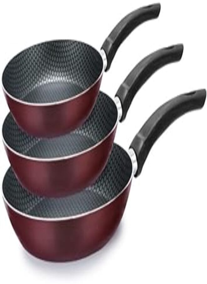 TRUEVAL Trueval Teflon Frying pan set of 3, Red , 18-22-26 cms 