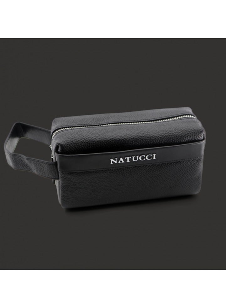 Natucci Men's Leather Travel Bag GL206-1 - Black - Image 4