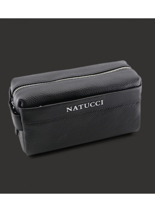 Natucci Men's Leather Travel Bag GL206-1 - Black - Image 5