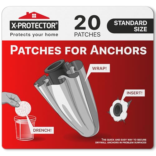 X-Protector Patches for Anchors - 20 PCS Standard Size - Loose Wall Anchor Fix Pad - Dry Wall Anchor Repair Pads - Plaster Wall Anchors - Wall Anchors Repair Patches to Keep Them in Place! - Image 1